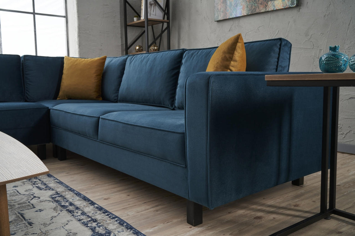 Banken - Hoekbank Kale Velvet marine blauw - vijf persoons - Dimehouse