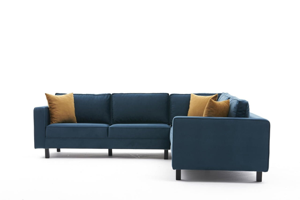 Banken - Hoekbank Kale Velvet marine blauw - vijf persoons - Dimehouse