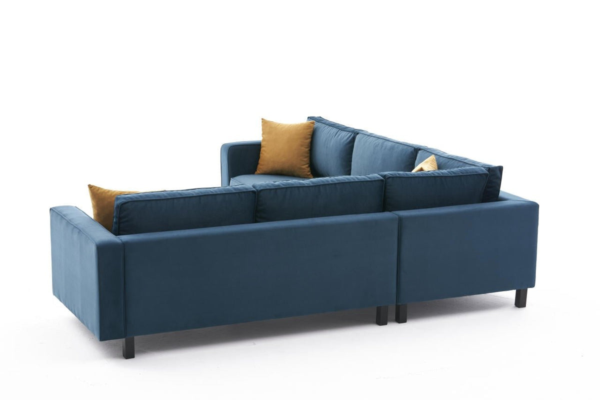 Banken - Hoekbank Kale Velvet marine blauw - vijf persoons - Dimehouse