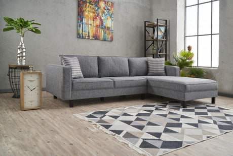 Canapé d'angle droit en tissu nu gris