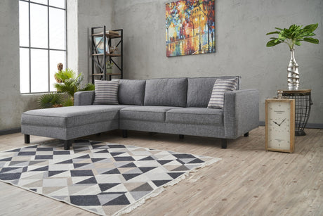 Canapé d'angle gauche en tissu nu gris