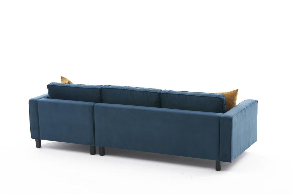 Canapé d'angle droit Kale Velvet bleu marine