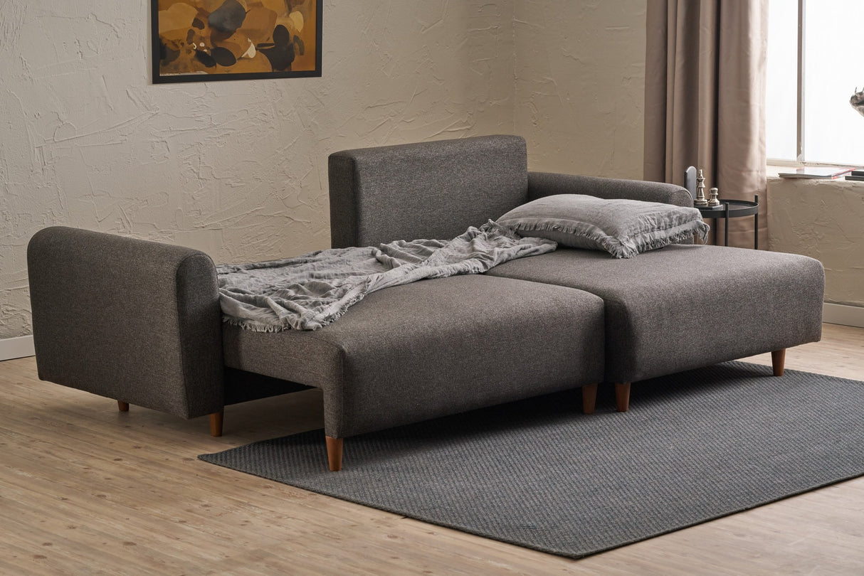 Canapé d'angle avec fonction couchage Droite Crinière Anthracite