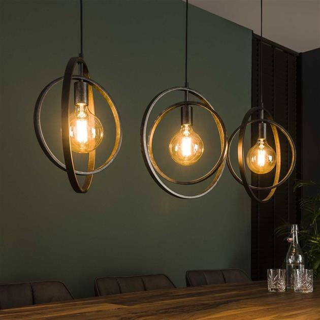Lampe suspendue Otan DH Intérieur Charbon LxlxH 129x46x11 Métal Photo d'ambiance vue de face diagonale