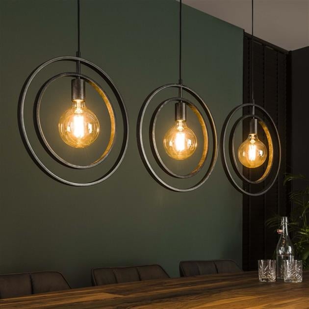 Lampe suspendue Otan DH Intérieur Charbon LxlxH 129x46x11 Métal Photo d'ambiance vue de face diagonale