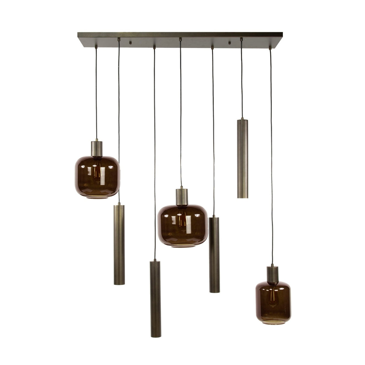 Suspension Dax 7 lumières marron 105 cm