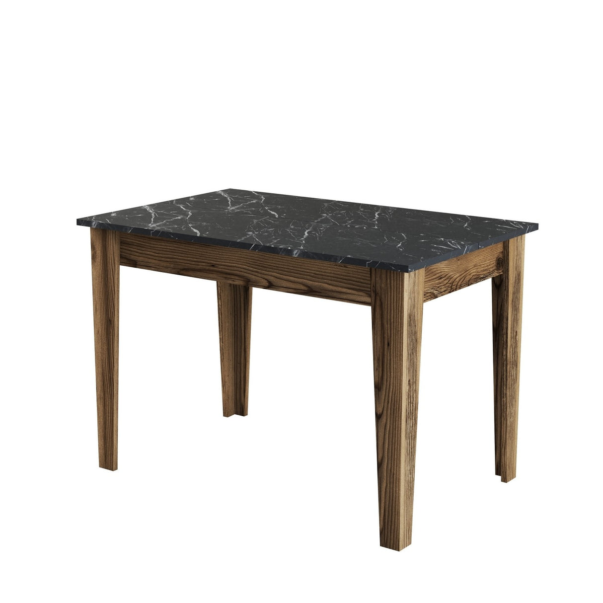 Kiev keukentafel ovaal in walnoot met zwart Walnoot, zwart Melamine gecoat houtcomposiet
