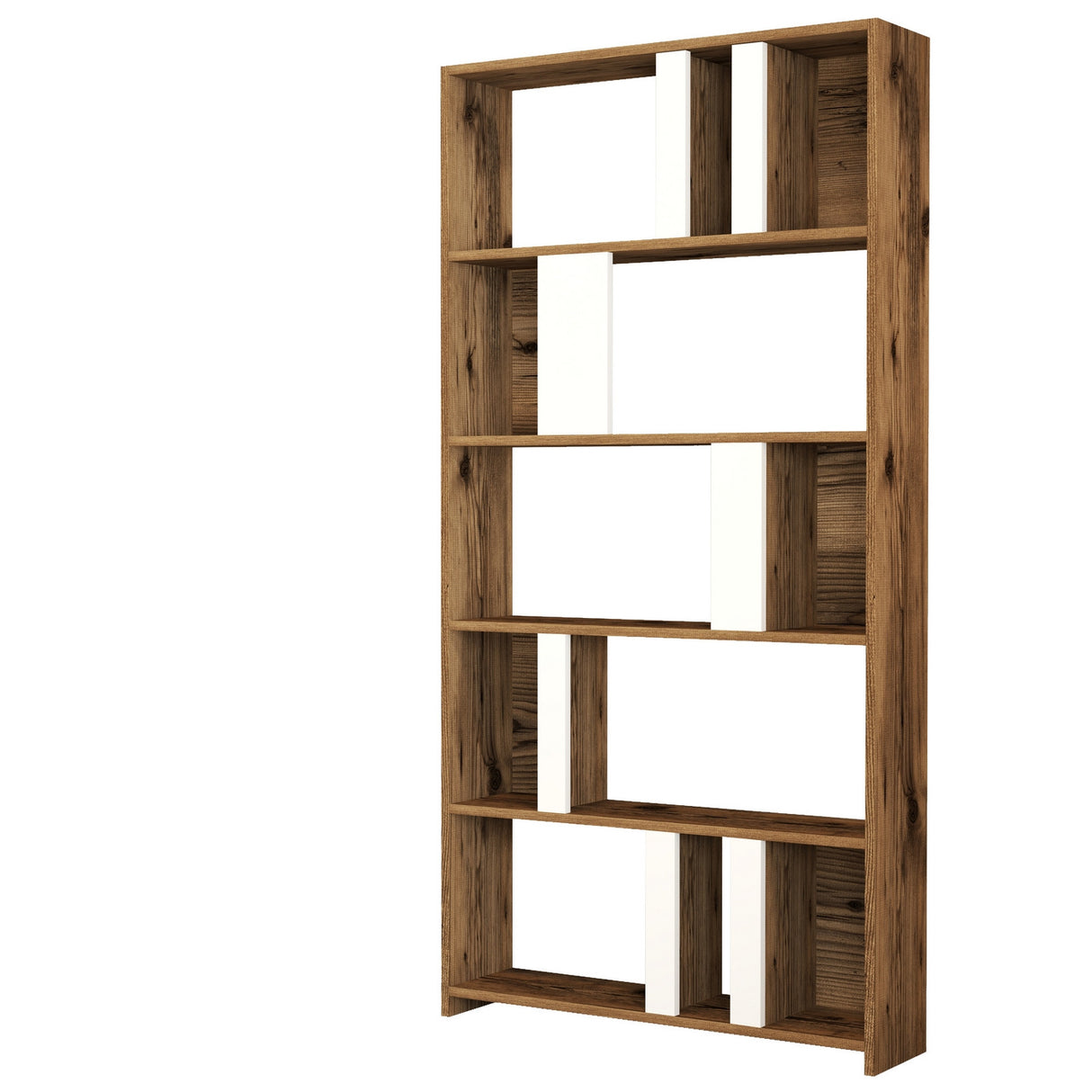 Bibliothèque Lima Walnut White Mélamine 90x180x20 cm