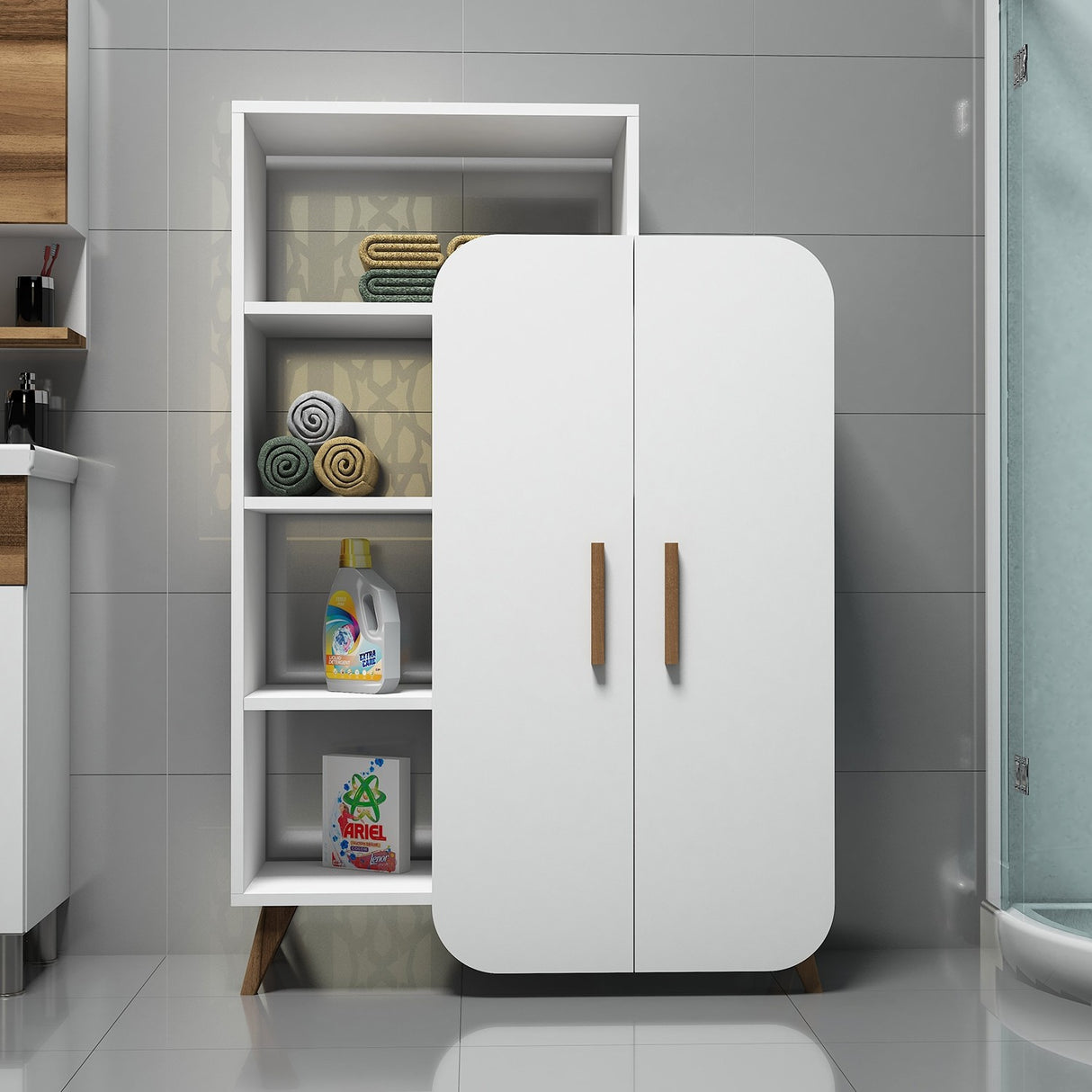 Bibliothèque Forme de mélamine blanche 90x132x32 cm