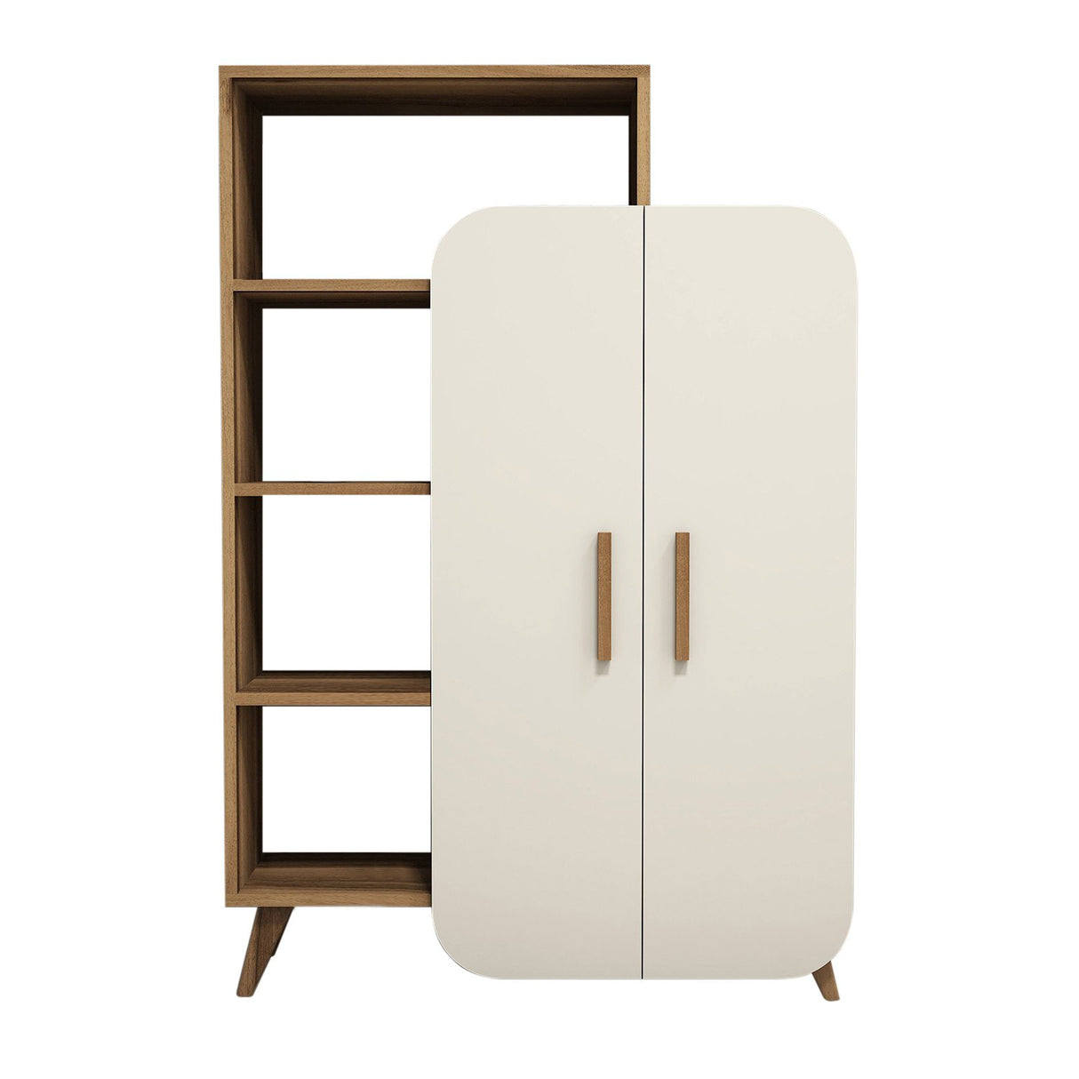 Bibliothèque Forme de noix crème mélamine 90x132x32 cm