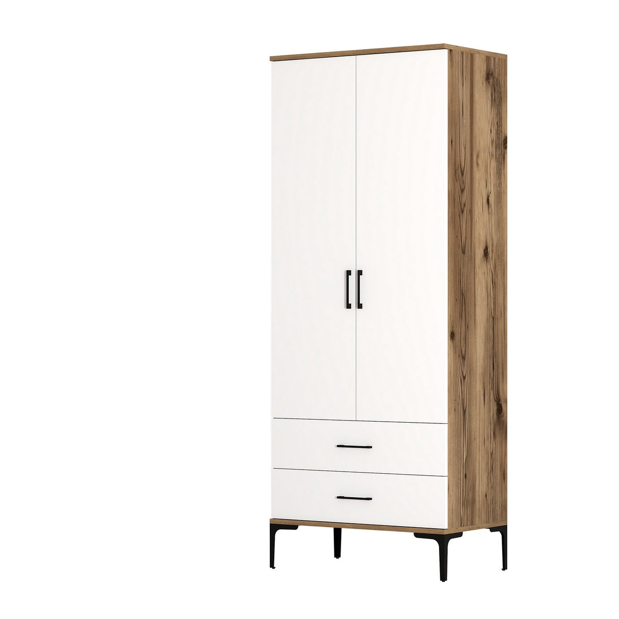 Garde-robe kumsal t noix de mélamine blanche 80x47.5x201.4 cm