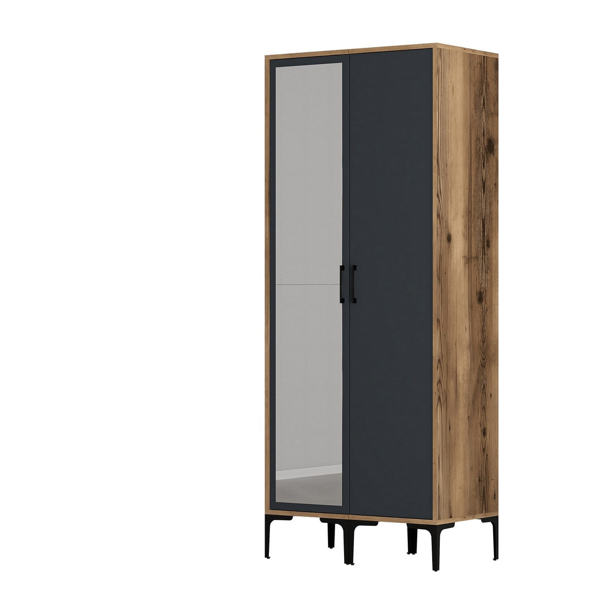 Armoire Kumsal RS Walnut Anthracite Mélamine 80x47.5x201.4 cm