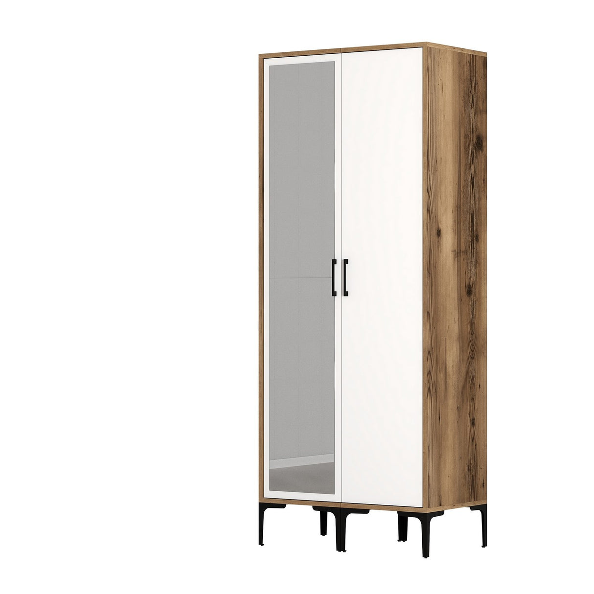 Armoire kumsal rs noyer blanc mélamine 80x47.5x201.4 cm