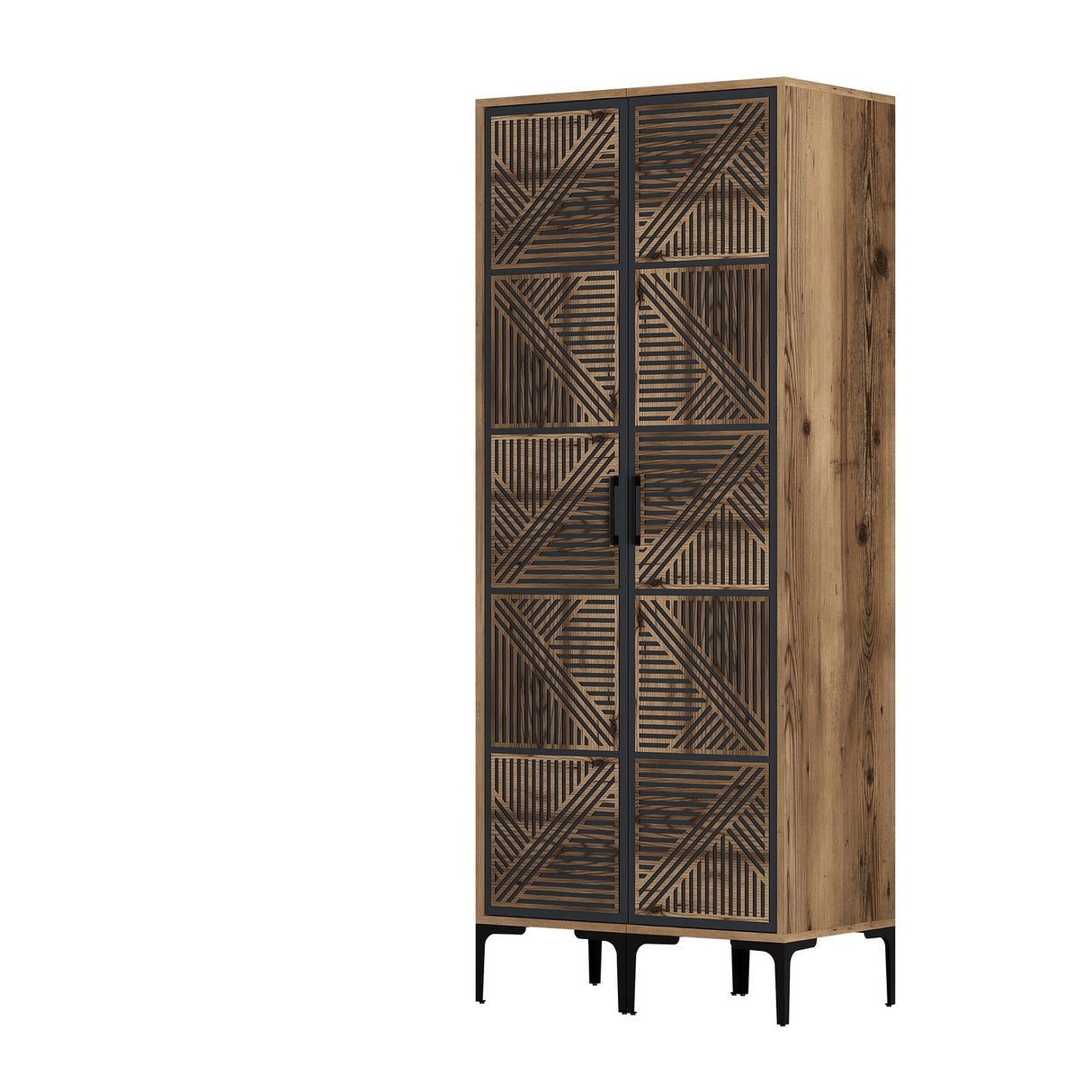 Armoire kumsal pp noyer anthracite mélamine 80x47.5x201.4 cm
