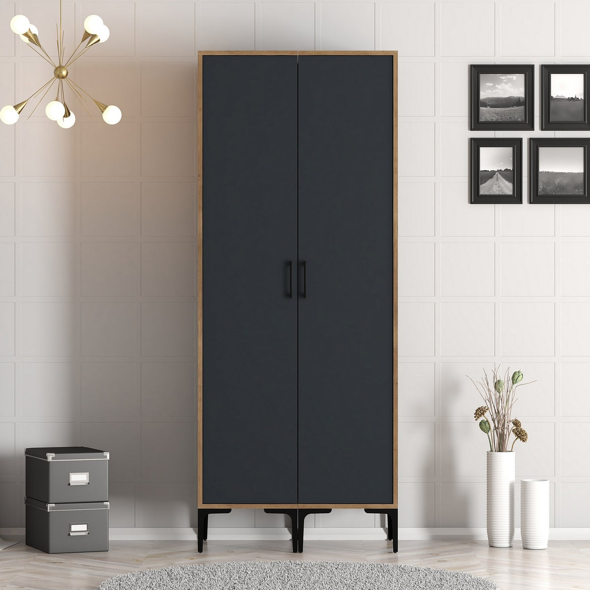 Garde-robe kumsal ss anthracite mélamine 80x47.5x201.4 cm
