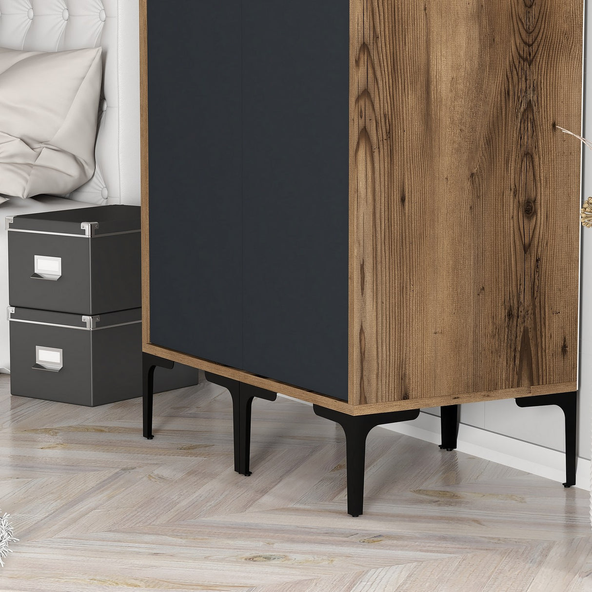 Garde-robe kumsal ss anthracite mélamine 80x47.5x201.4 cm