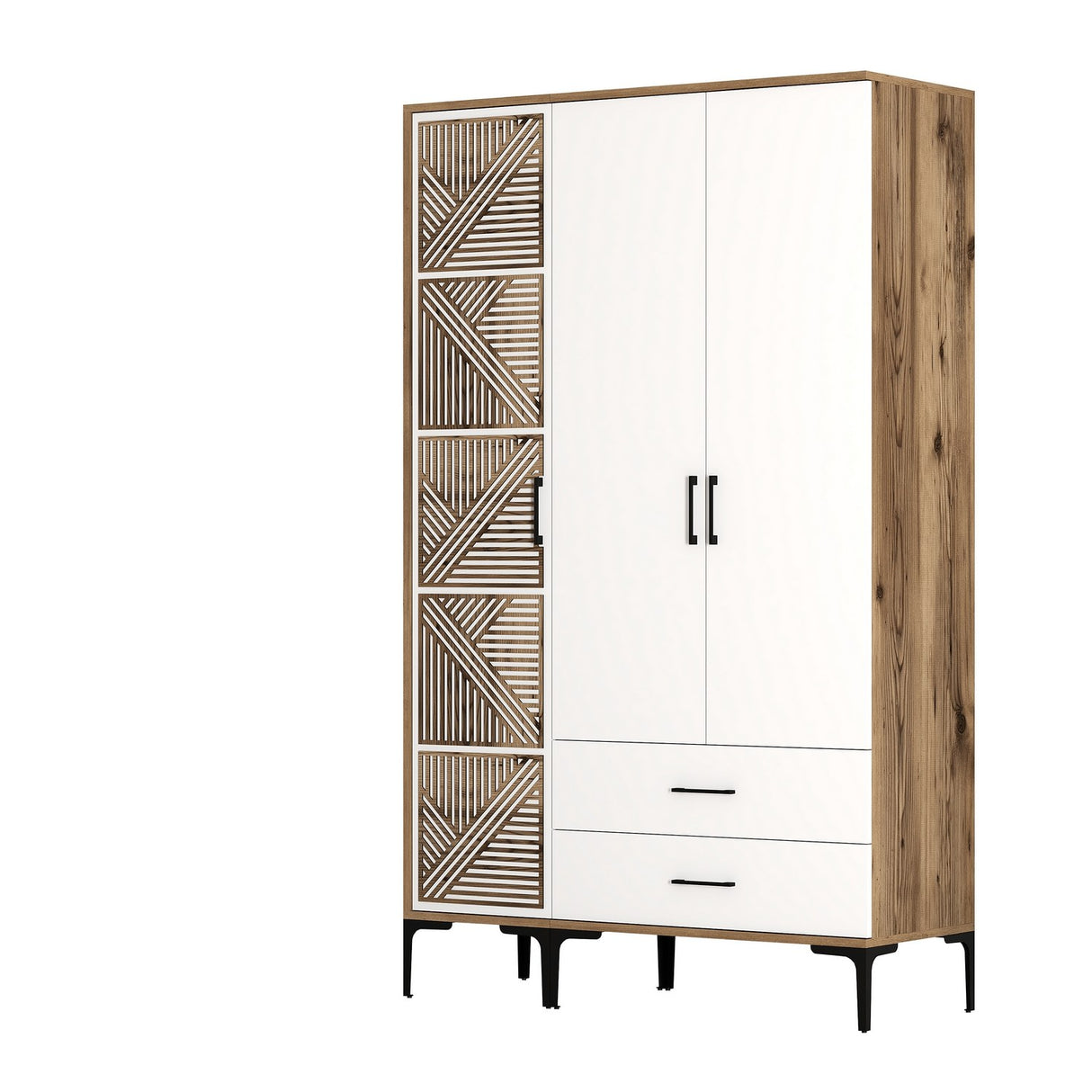 Armoire kumual pt noyer blanc mélamine 120x47.5x201.4 cm