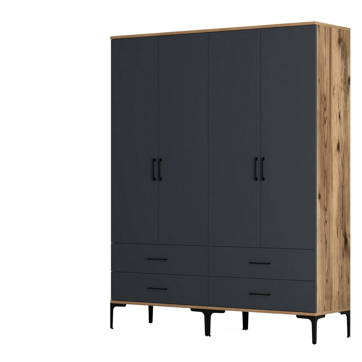 Garde-robe kumsal tt noix anthracite mélamine 160x47.5x201.4 cm
