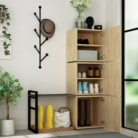 Schoenenkast Mello Eik Antraciet Melamine 109x149x39 cm