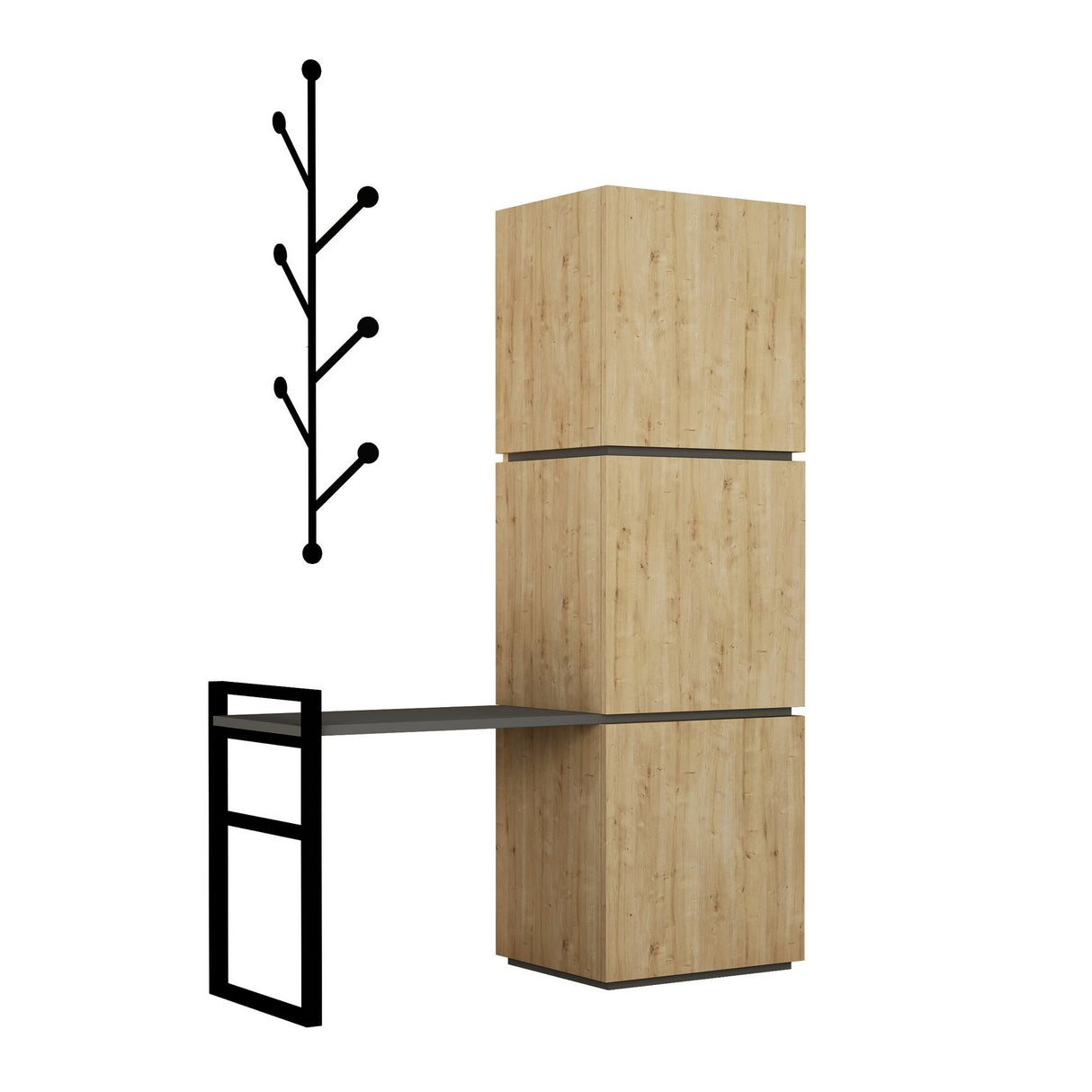 Cabinet à chaussures Mello Oak Anthracite Mélamine 109x149x39 cm