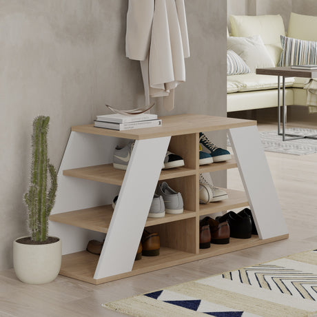 Schoenenkast Pyramid Eik Wit Melamine 105,5x50x37,5 cm