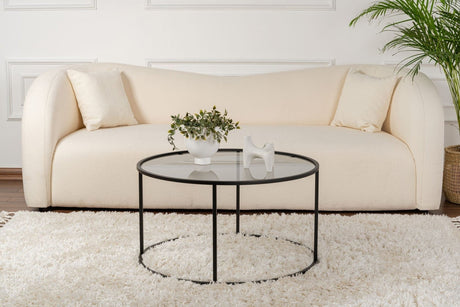 Table basse ronde moderne Uru Noir - Verre Gris - 80 cm