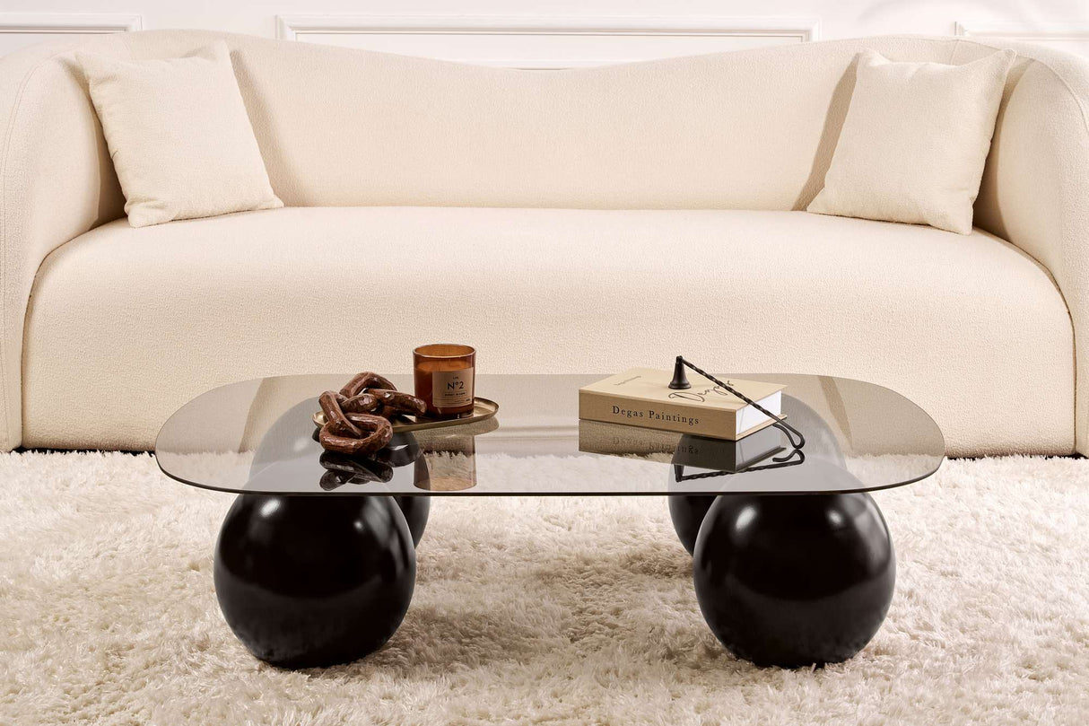 Salontafel Evara 118x75x30 cm Gehard Glas zwart en grijs Black Grey Tempered glass