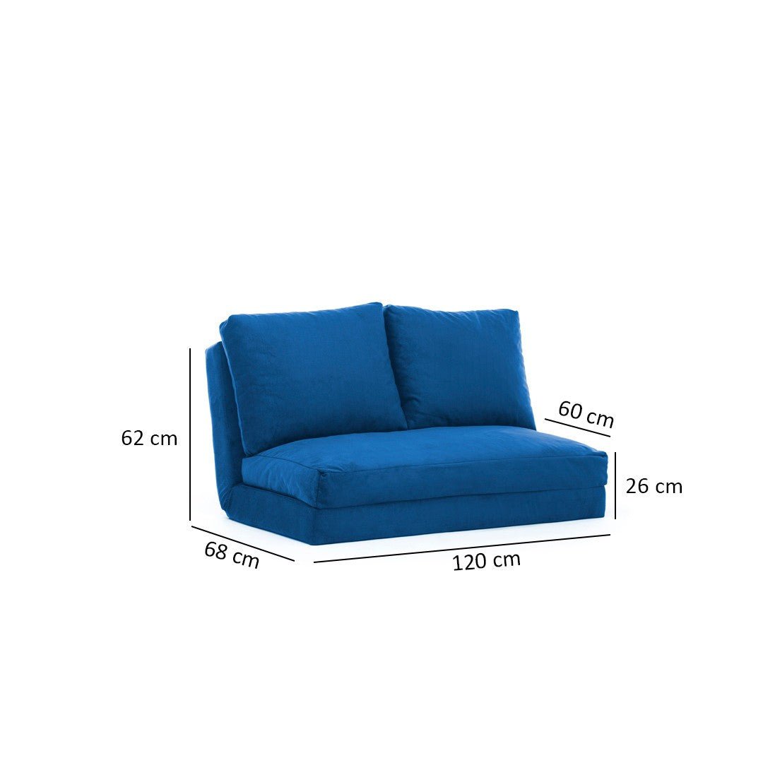 Banken - Slaapbank Japandi blauw stof 2 - zits - lage rug en verstelbaar - Taida - Dimehouse