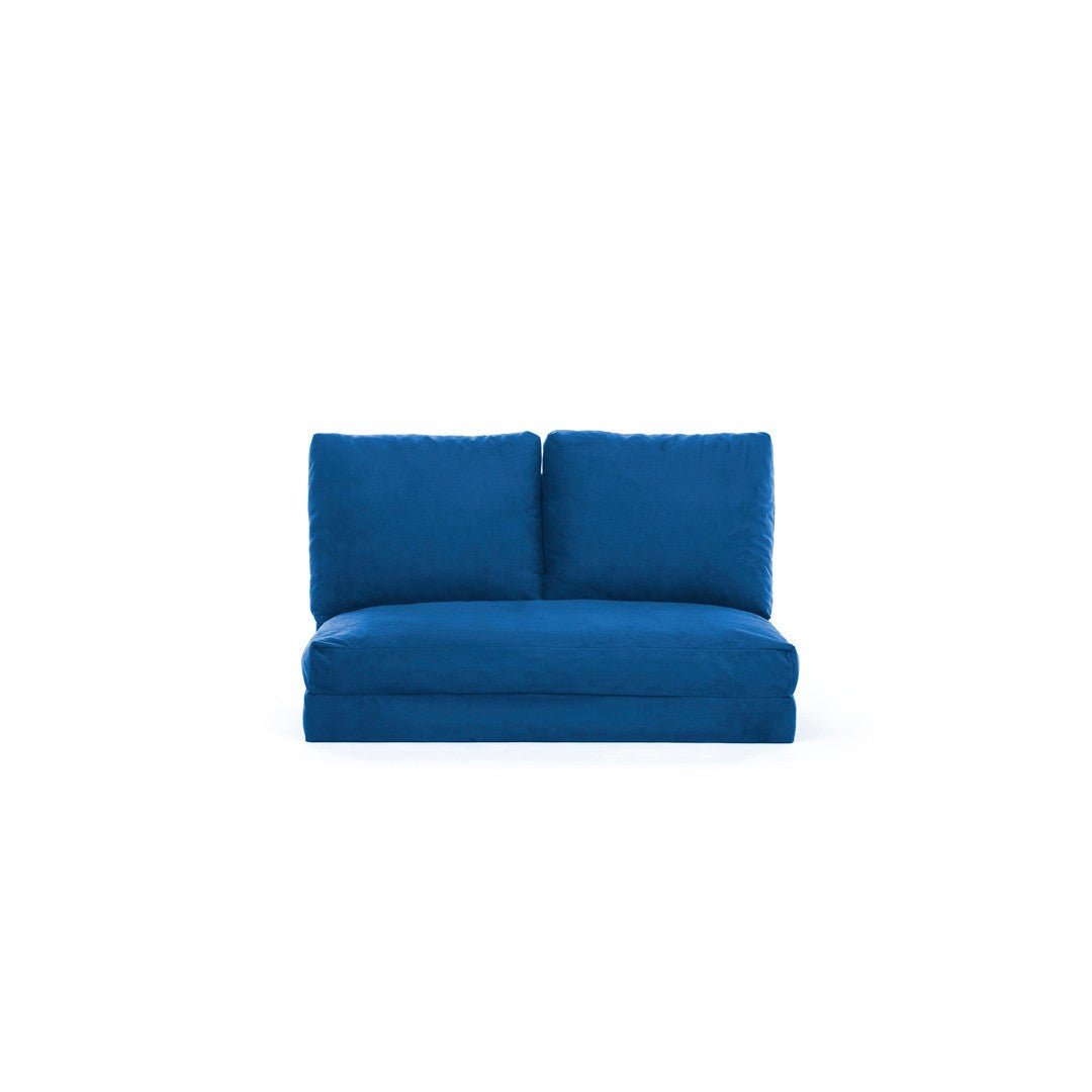 Banken - Slaapbank Japandi blauw stof 2 - zits - lage rug en verstelbaar - Taida - Dimehouse