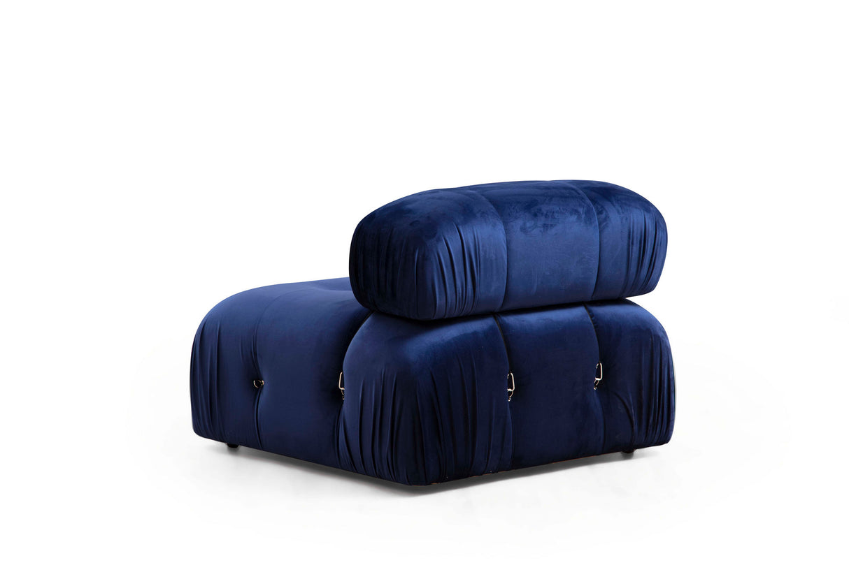 Modulaire XXL hoekbank Bubble met hocker - velvet blauw