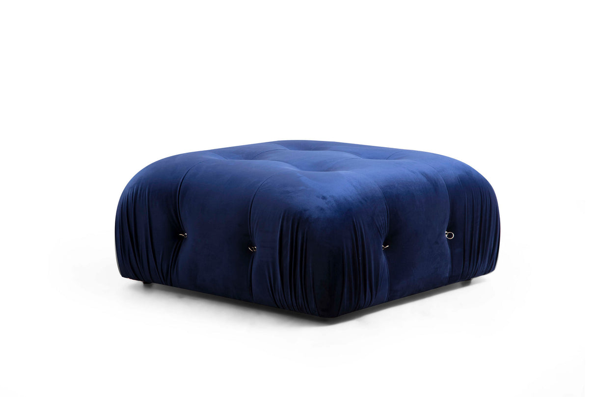 Modulaire XXL hoekbank Bubble met hocker - velvet blauw