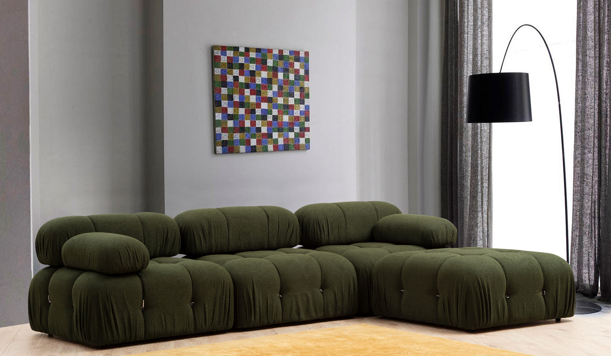 Canapé d'angle modulaire XXL Bubble avec pouf - velours vert