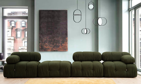 Modulaire XXL hoekbank Bubble met hocker - velvet groen