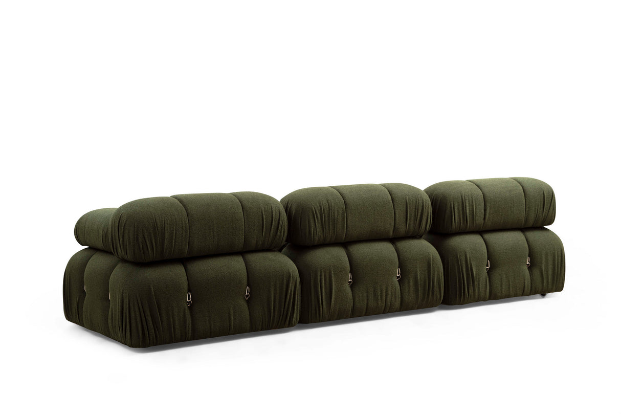 Canapé d'angle modulaire XXL Bubble avec pouf - velours vert