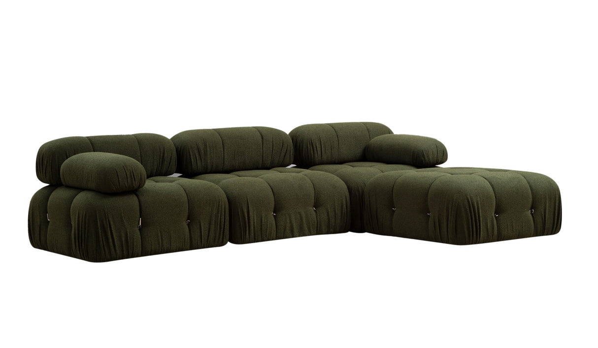 Canapé d'angle modulaire XXL Bubble avec pouf - velours vert