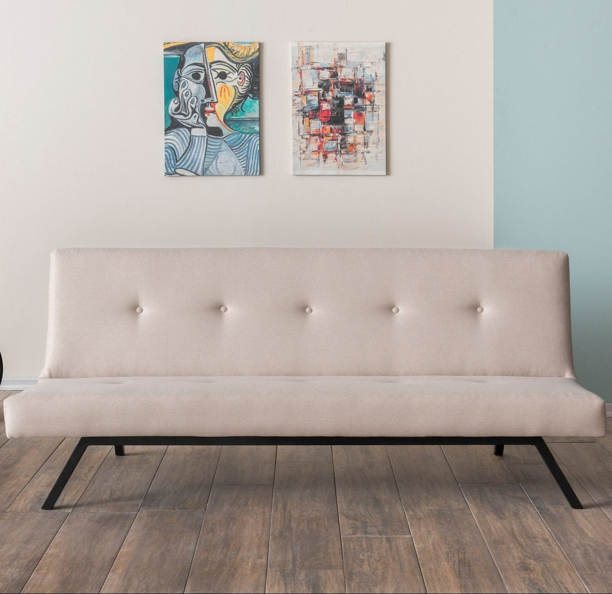 Canapé-lit 3 places Zoly Crème Tissu - 180 cm - Sans accoudoirs - Capitonné