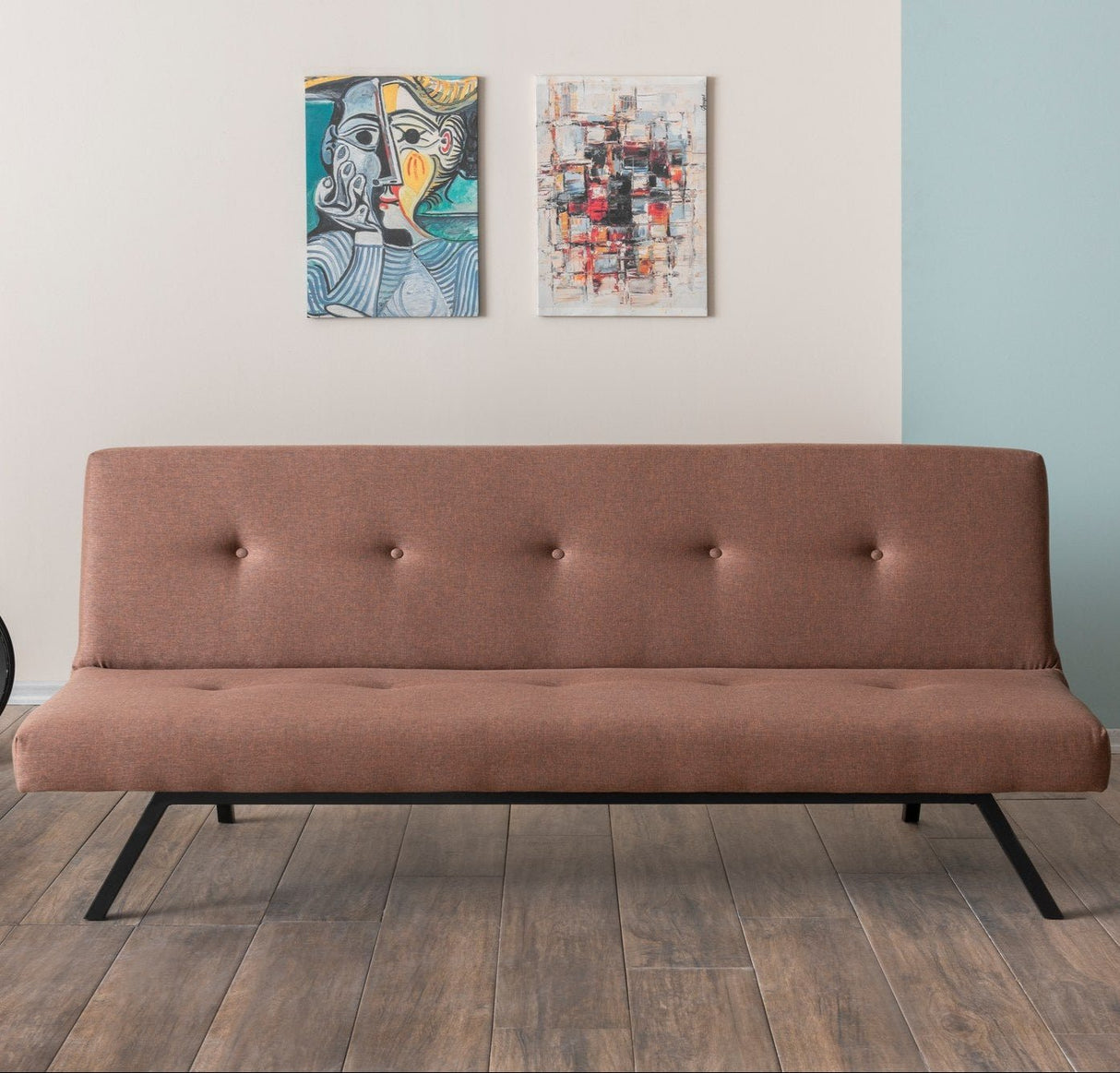 Canapé-lit 3 places Zoly en tissu brun - 180 cm - Sans accoudoirs - Capitonné