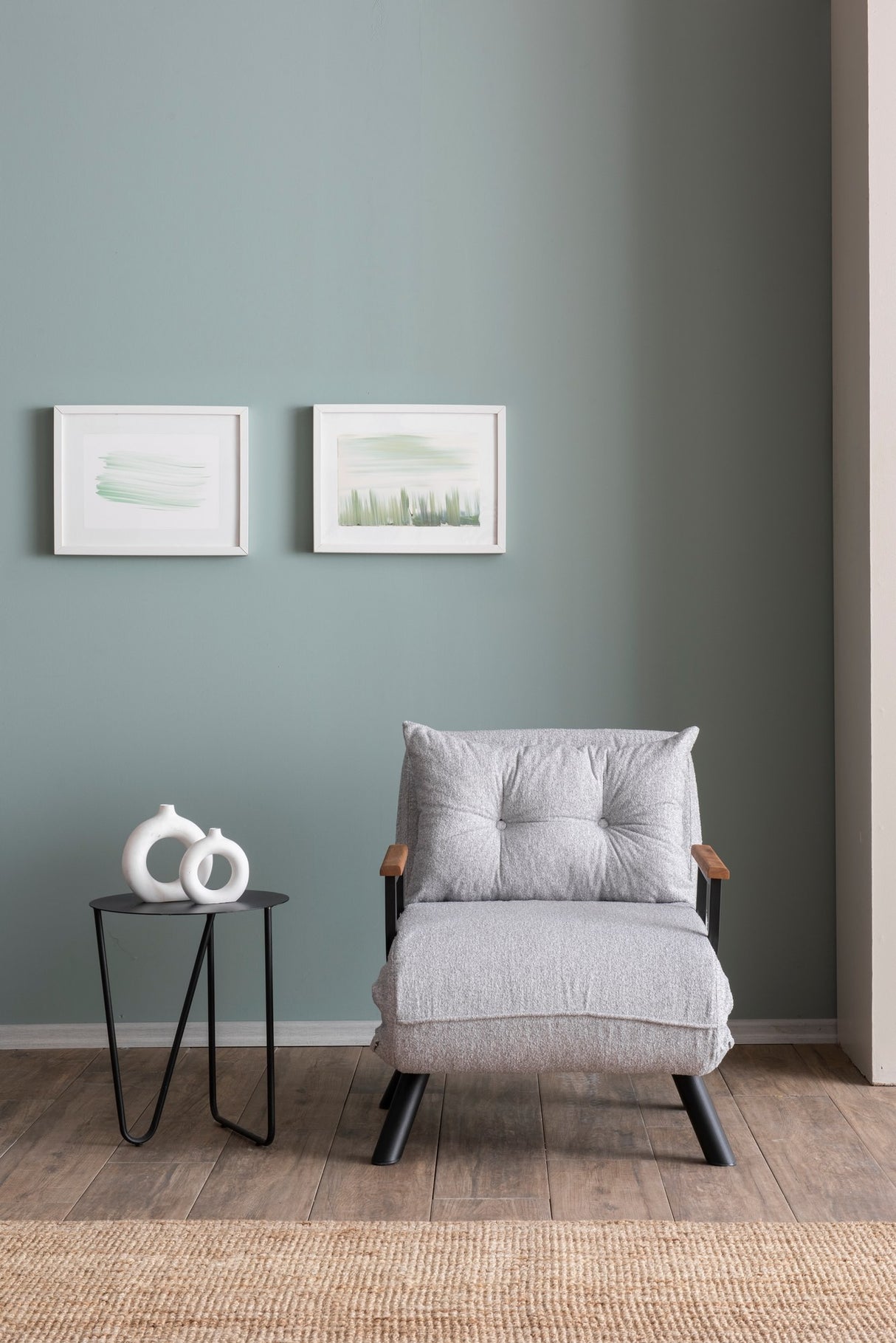 Fauteuil de sommeil Sando en tissu teddy gris