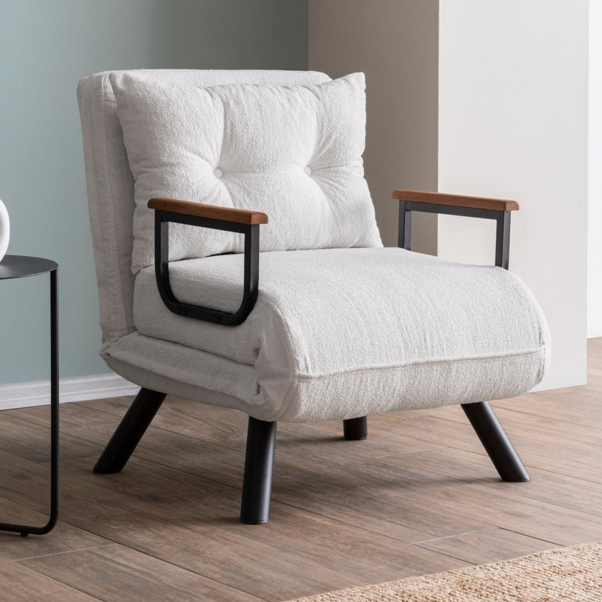 Fauteuil de sommeil Sando Crème en tissu teddy