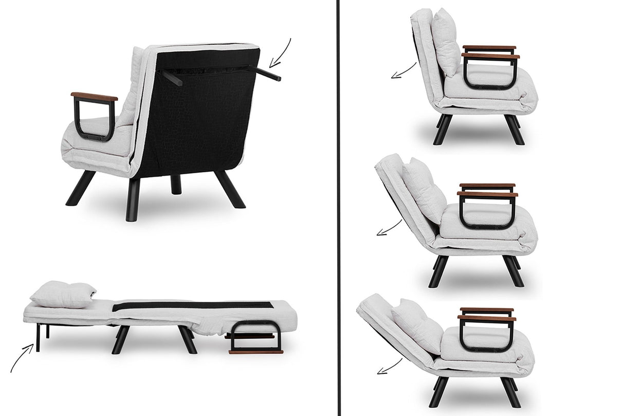 Fauteuil de sommeil Sando Crème en tissu teddy