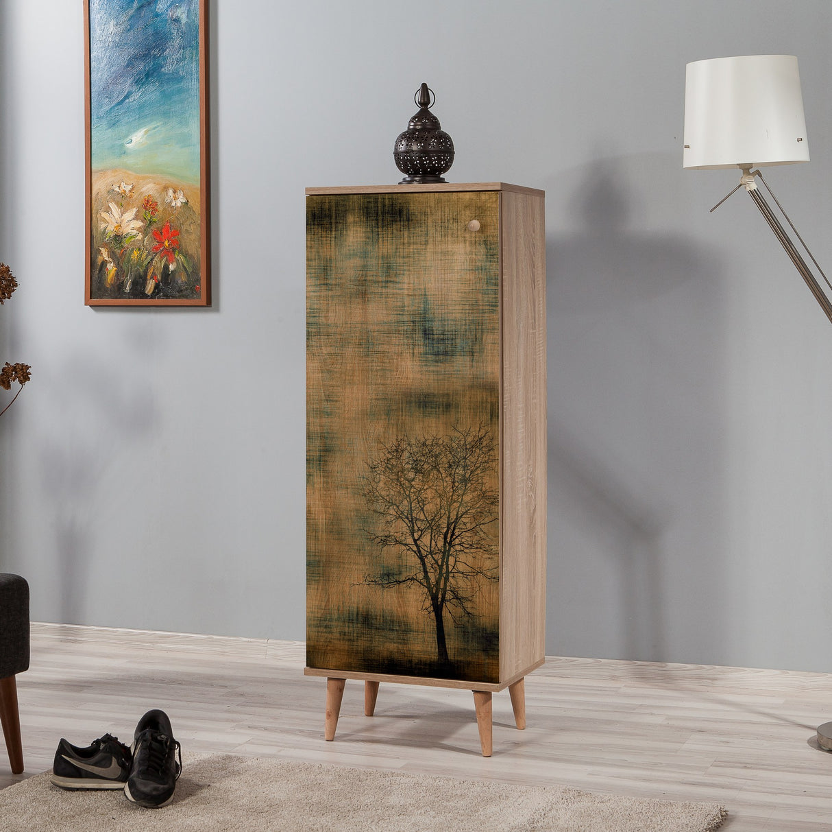 Cabinet à chaussures Filinta Sonoma Oak Boom Mélamine 50x135x38 cm