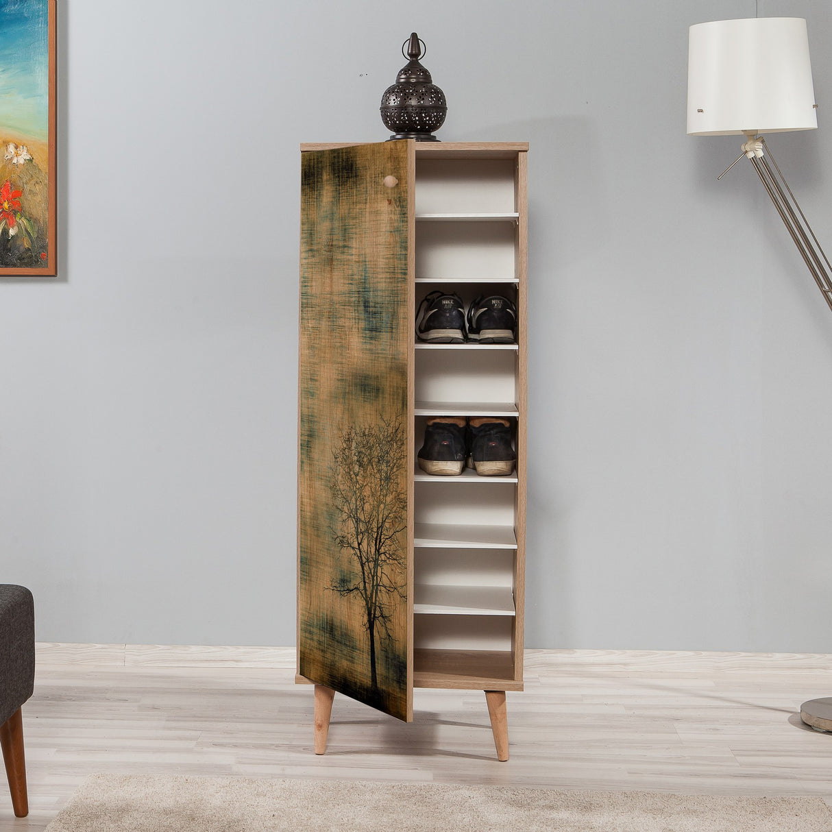 Cabinet à chaussures Filinta Sonoma Oak Boom Mélamine 50x135x38 cm