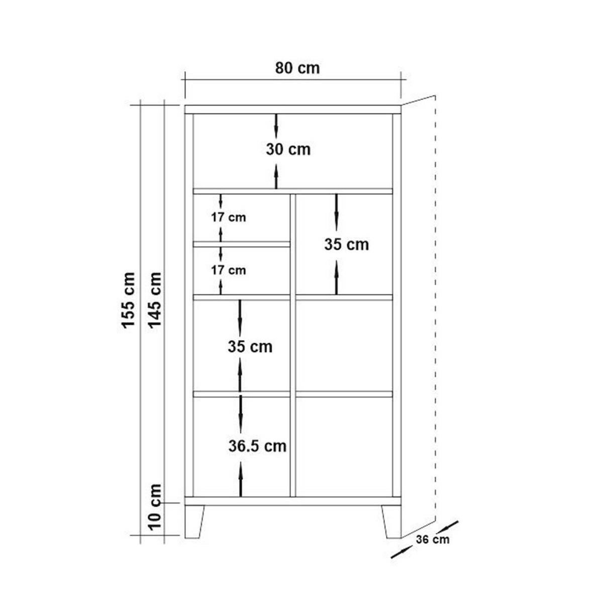 Bibliothèque Marina Flora Atlantic Pine Melamine 80x155x36 cm
