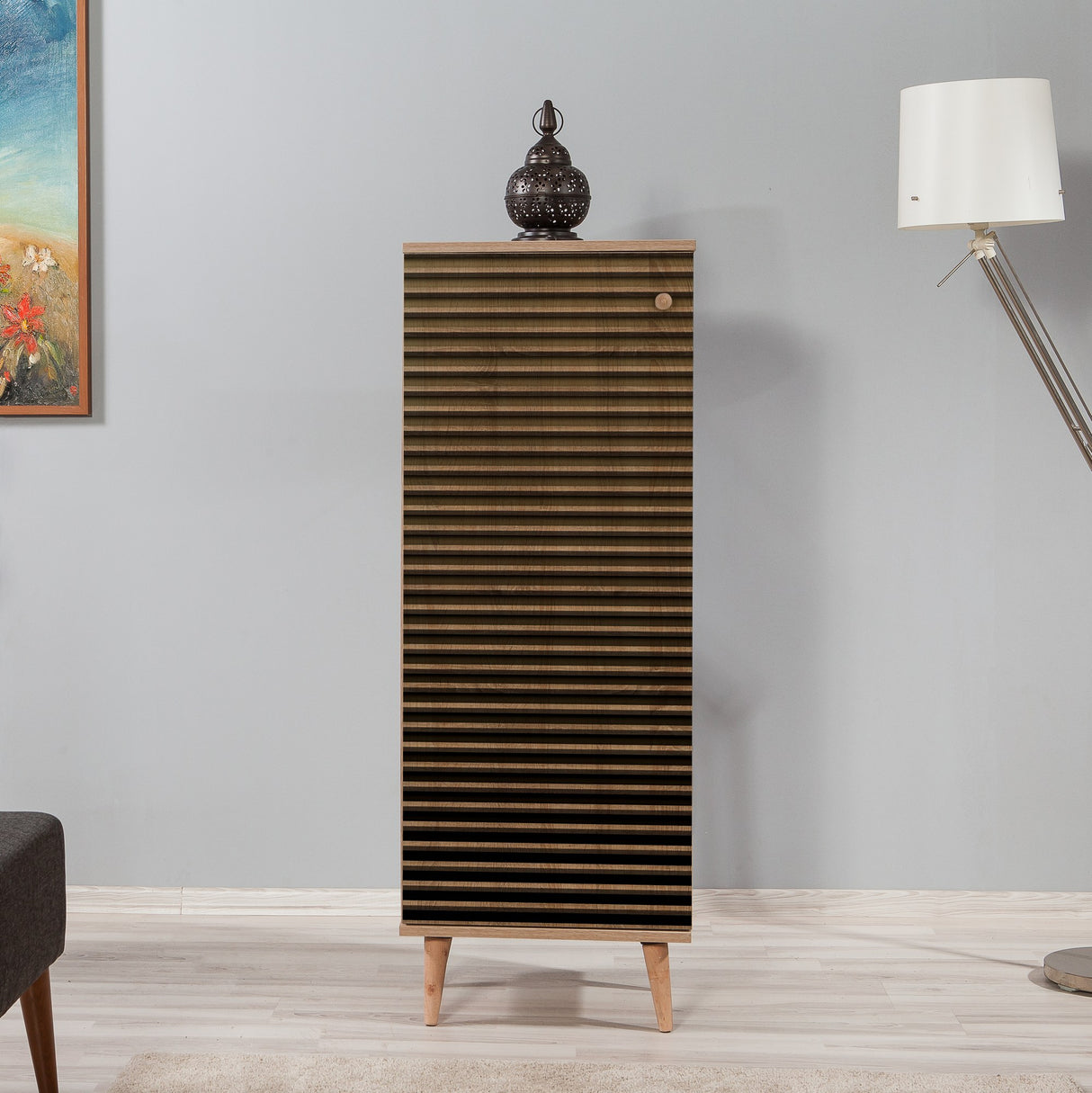 Cabinet à chaussures Filinta Sonoma Oak Mélamine rayée 50x135x38 cm