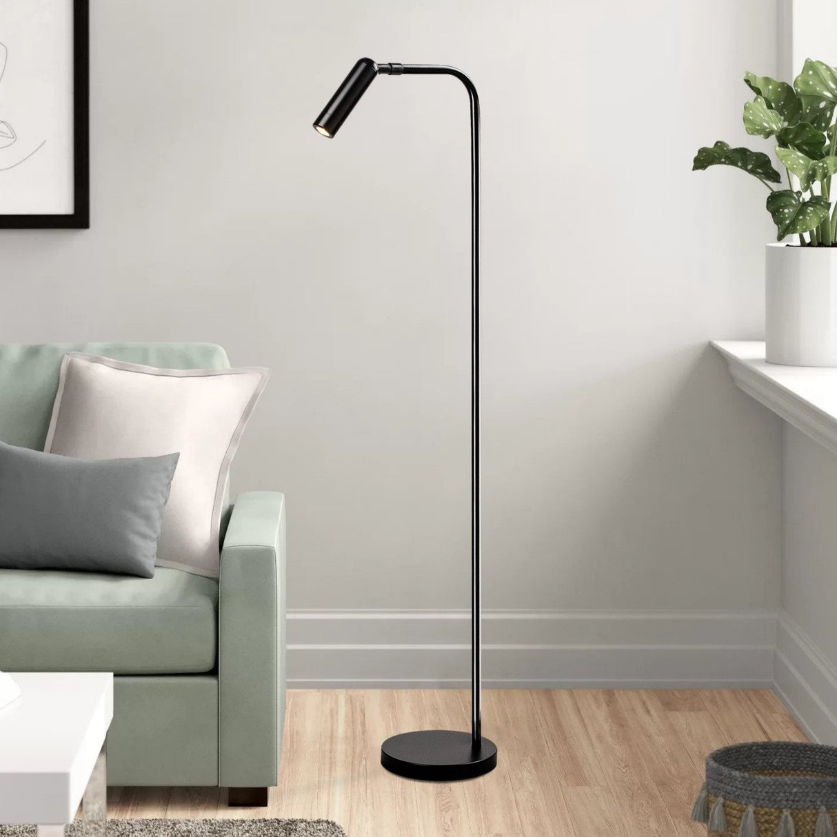 Lampe sur pied noire en métal Vox