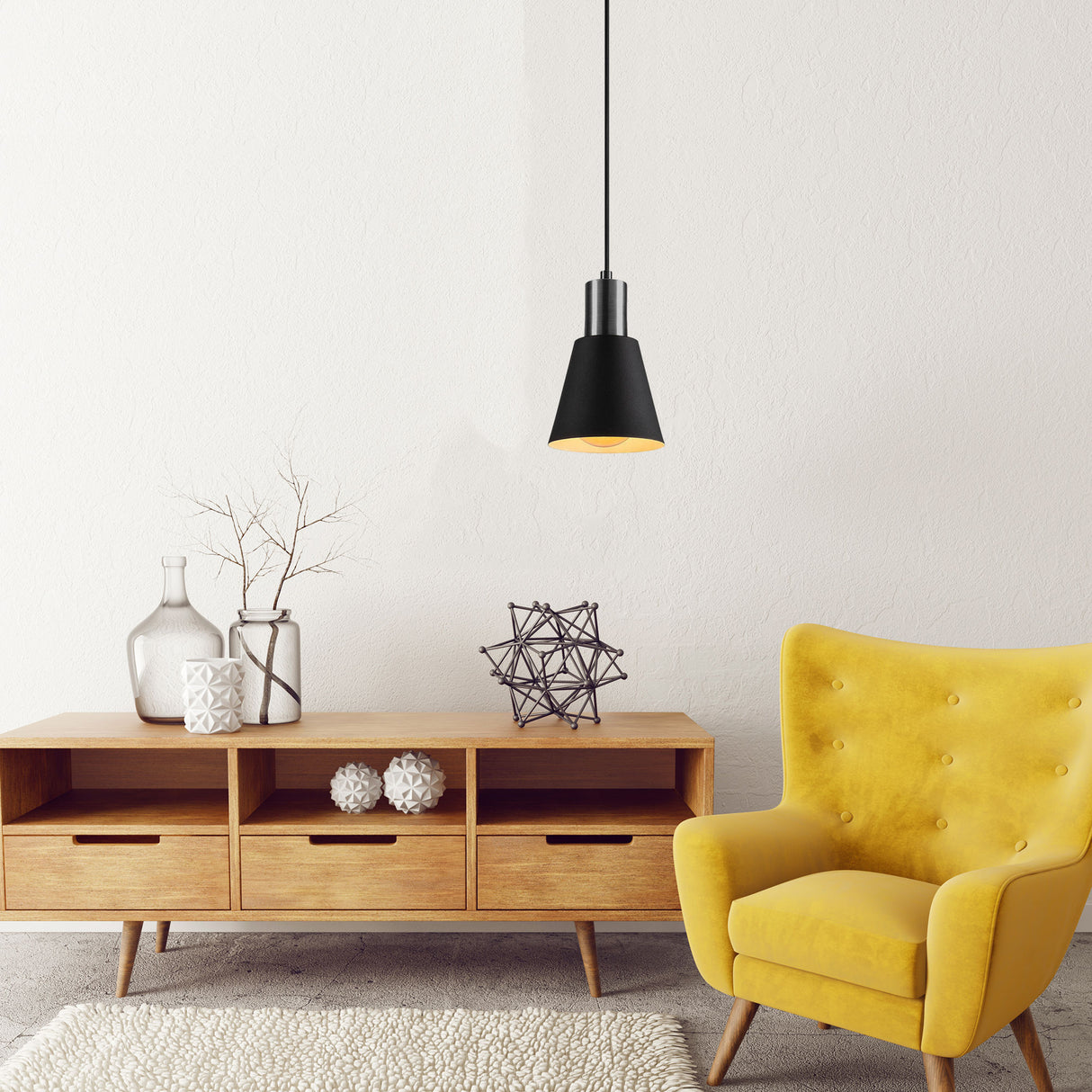 Suspension Noir Nickel Métal Velora