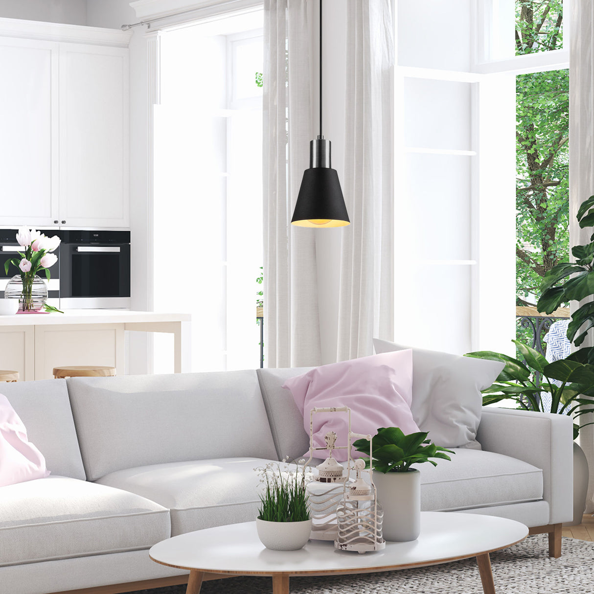 Suspension Noir Nickel Métal Velora