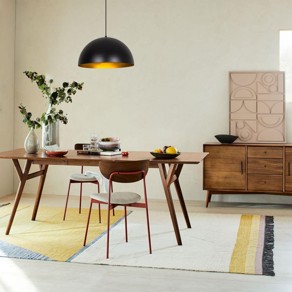 Suspension 40 cm Noir Or Métal Echelon