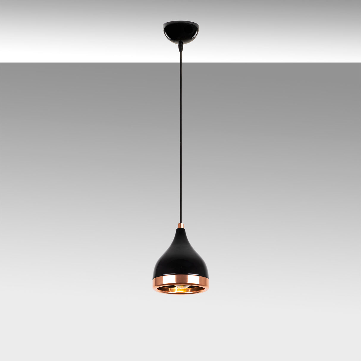 Suspension 1-lampe Noir Cuivre Rond Métal Prise