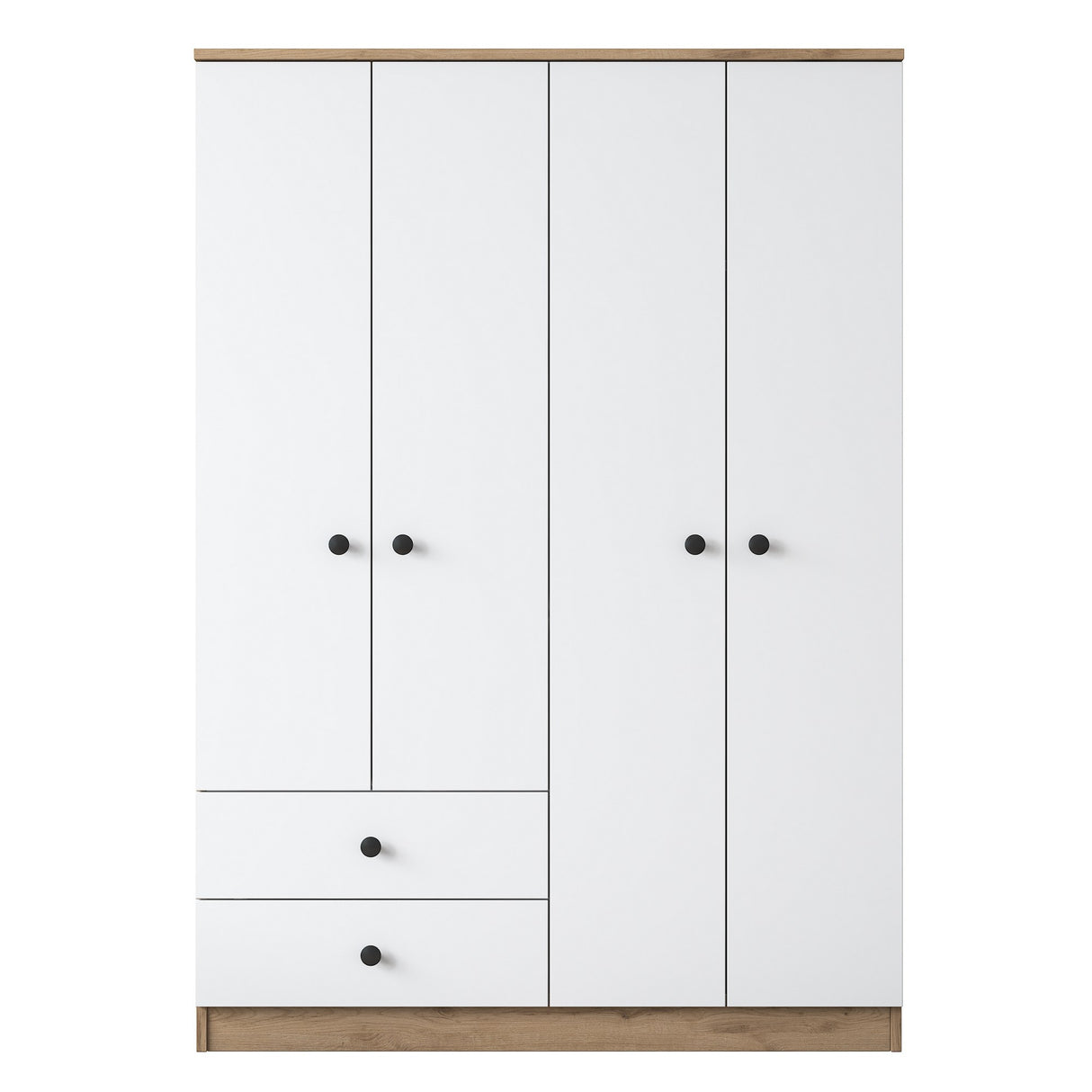 Armoire Mélamine Blanc Noyer - À suspendre et à poser - 120x170x42,5 cm - Aspen